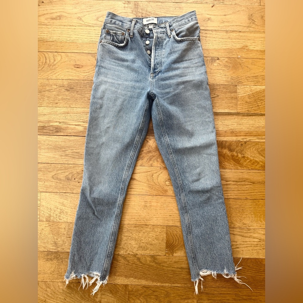Agolde High Rise Jeans in Light Blue